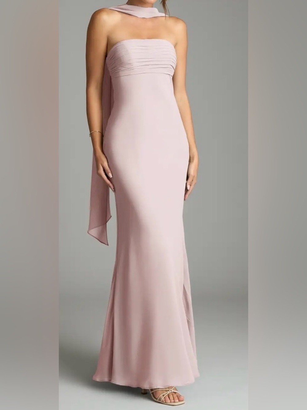 Azazie Saylor Blushing Pink Mermaid Strapless Chiffon Dress